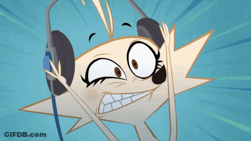 Cartoon Character Wearing Headphones Making Face GIF