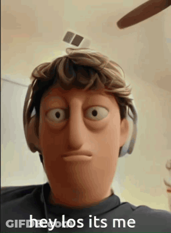 Cartoon Character Wearing Headphones Saying Hey Los It's Me GIF