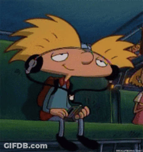 Cartoon Character Wearing Headphones Sitting GIF