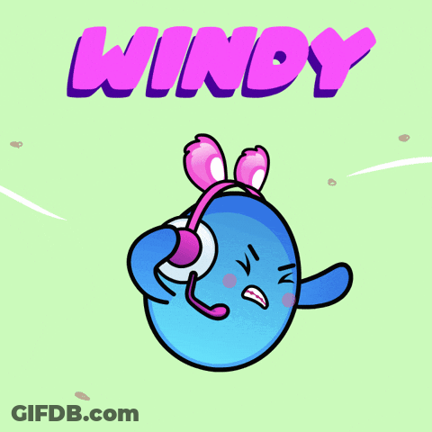 Cartoon Character Wearing Headphones With Windy GIF
