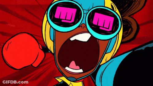 Cartoon Character Wearing Helmet And Sunglasses GIF