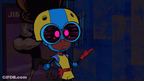 Cartoon Character Wearing Helmet And Sunglasses GIF