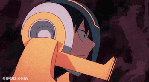 Cartoon Character Wearing Helmet With Circle GIF