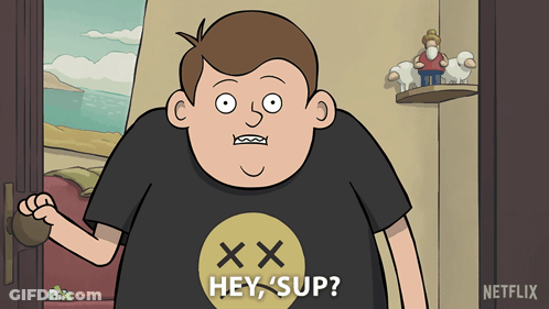 Cartoon Character Wearing Hey Sup Shirt GIF