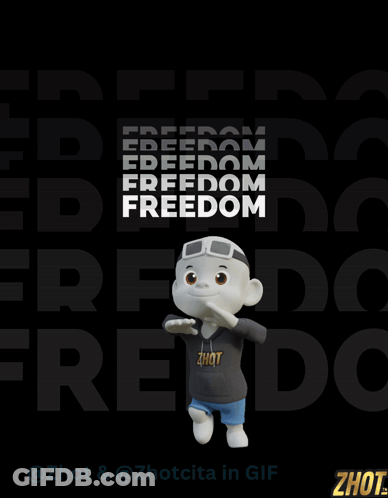 Cartoon Character Wearing Hoodie Saying Freedom GIF