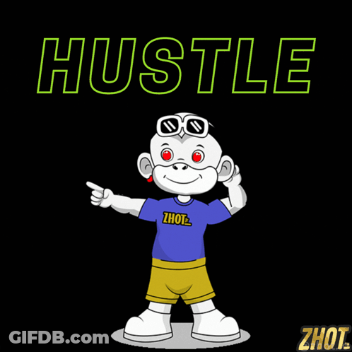 Cartoon Character Wearing Hustle Shirt GIF