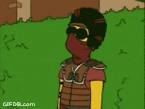 Cartoon Character Wearing Mask And Sunglasses GIF