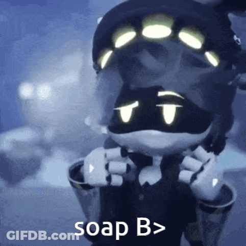 Cartoon Character Wearing Mask Holding Soap Bar GIF