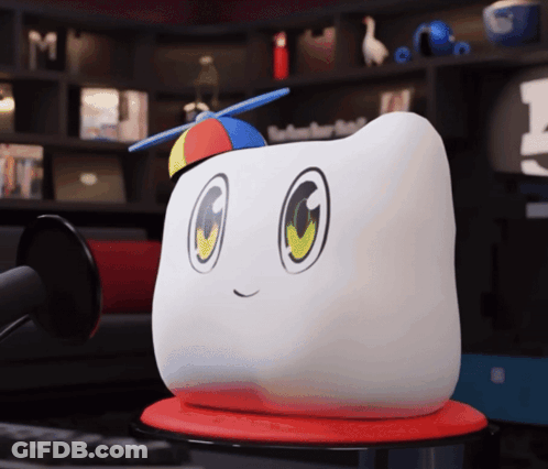 Cartoon Character Wearing Propeller Hat GIF