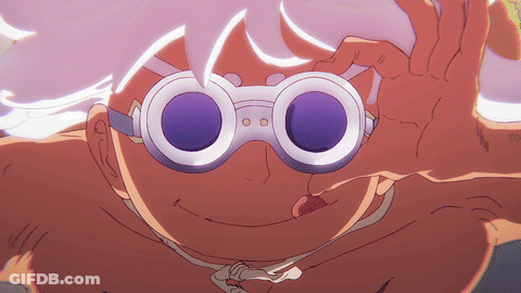 Cartoon Character Wearing Purple Goggles GIF