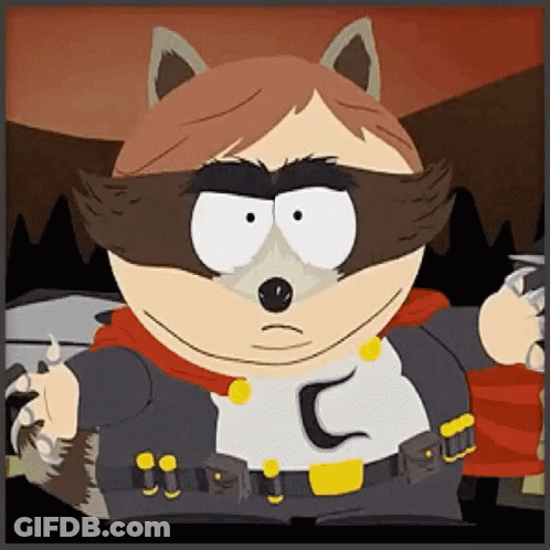 Cartoon Character Wearing Raccoon Mask GIF