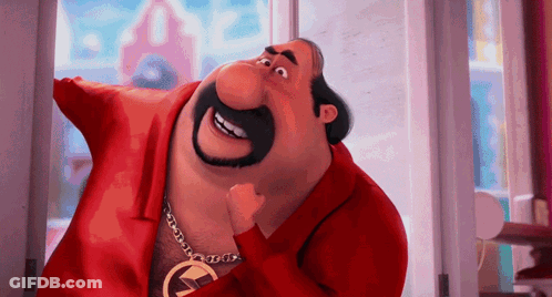 Cartoon Character Wearing Red Shirt And Gold Chain GIF