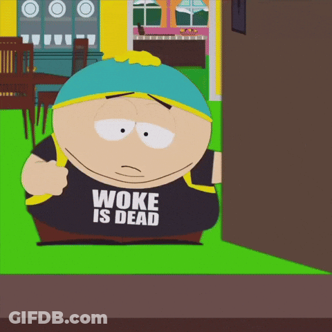 Cartoon Character Wearing Woke Is Dead T-Shirt GIF