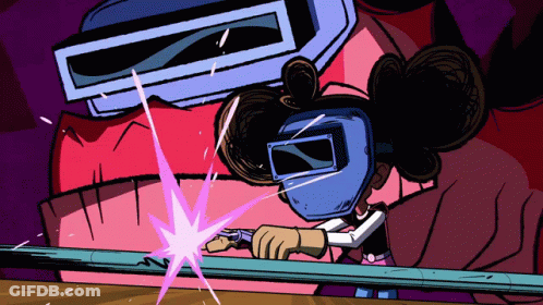 Cartoon Character Welding Pipe GIF