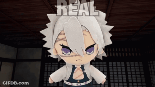 Cartoon Character White Hair Purple Eyes Sign Saying Real GIF
