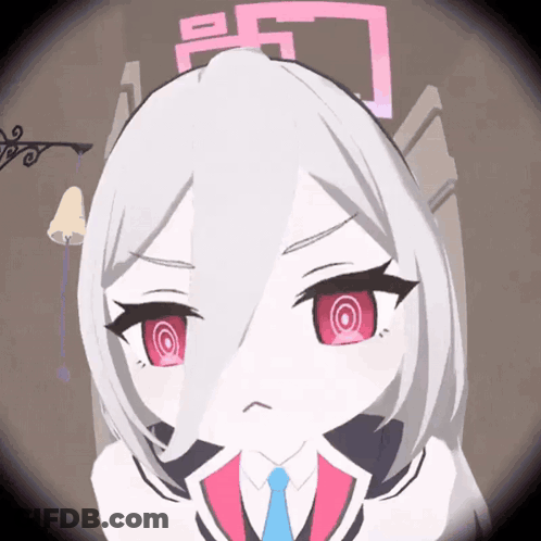 Cartoon Character White Hair Red Eyes Pink L GIF