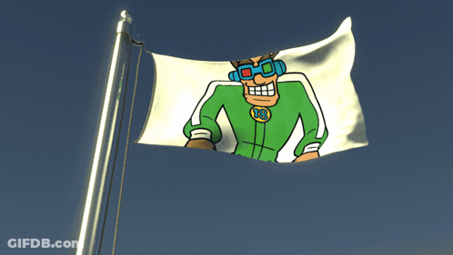 Cartoon Character With 08 Shirt Waving Flag GIF