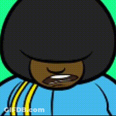 Cartoon Character With Afro And Blue Jacket GIF