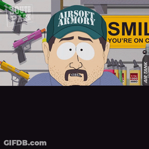 Cartoon Character With Airsoft Armory Hat GIF