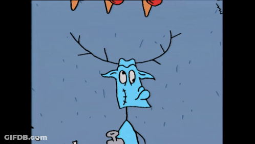Cartoon Character With Antlers And Big Smile GIF