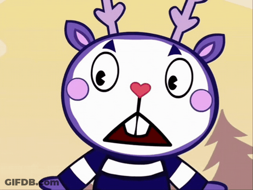 Cartoon Character With Antlers And Heart In Mouth GIF