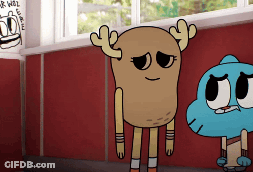 Cartoon Character With Antlers Next To Mr. Woz Sign GIF