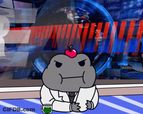 Cartoon Character With Apple On Head Before Screen Saying R GIF