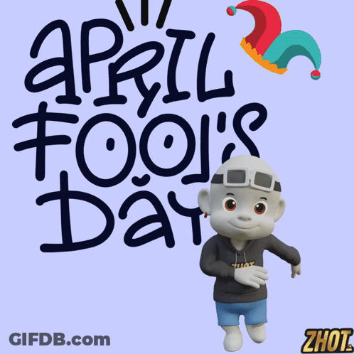 Cartoon Character With April Fools Day Sign GIF