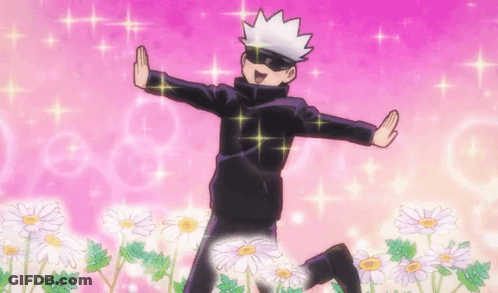 Cartoon Character With Arms Outstretched In Daisy Field GIF