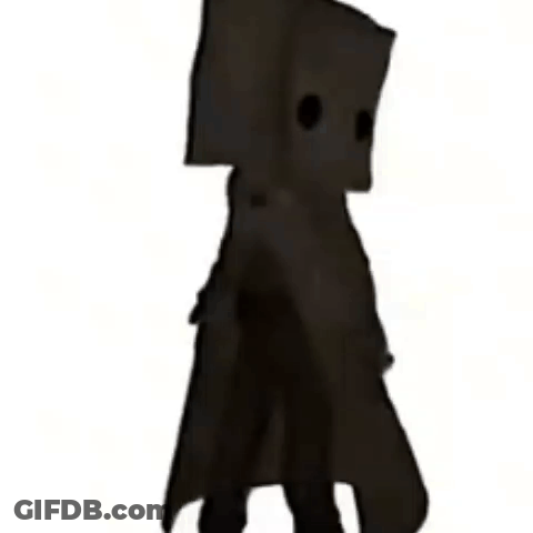 Cartoon Character With Bag On Head Standing GIF