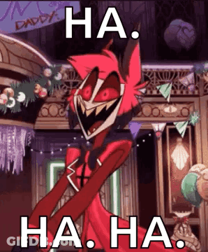Cartoon Character With Balloons And Ha Ha Sign GIF