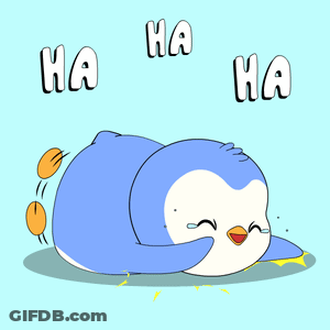 Cartoon Character With Balloons And Ha Sign GIF