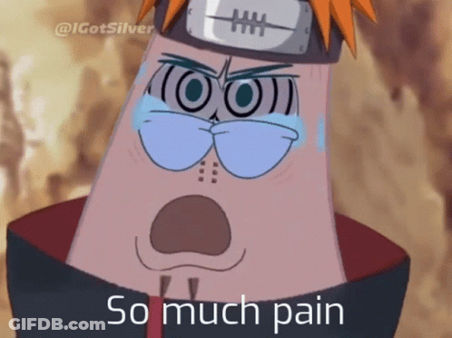 Cartoon Character With Bandana Saying So Much Pain GIF