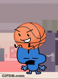 Cartoon Character With Basketball On Another's Head GIF