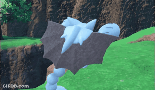 Cartoon Character With Bat Wing Standing On Hill GIF
