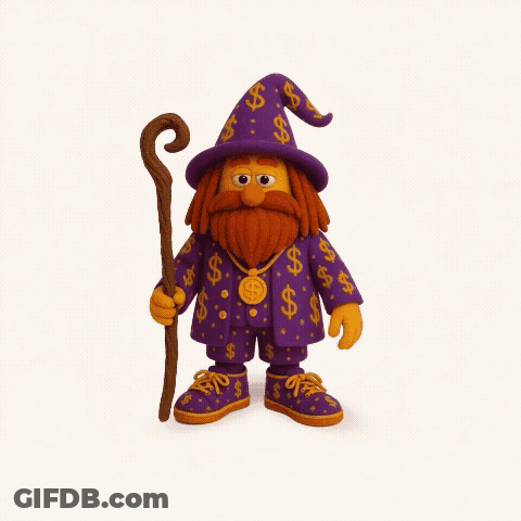 Cartoon Character With Beard And Dollar Hat GIF