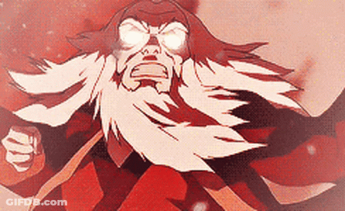 Cartoon Character With Beard And Glowing Eyes Running GIF