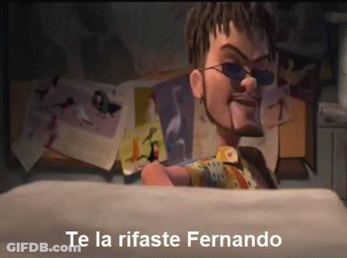 Cartoon Character With Beard And Sunglasses Says Te La Rifeste Fernando GIF