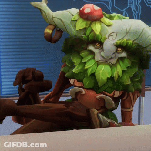 Cartoon Character With Beard, Horns, And Number 6 GIF