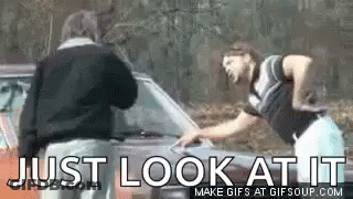 Cartoon Character With Beard Walking Down Sidewalk GIF