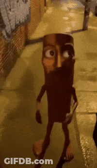 Cartoon Character With Beard Walking Down Street GIF