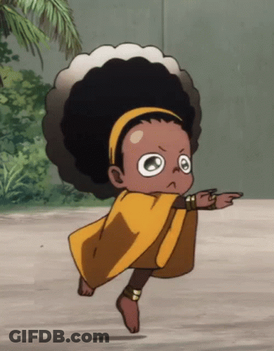Cartoon Character With Big Afro Pointing GIF