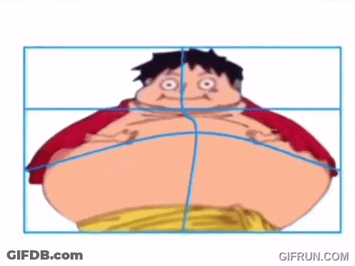 Cartoon Character With Big Belly Being Measured With Grid GIF