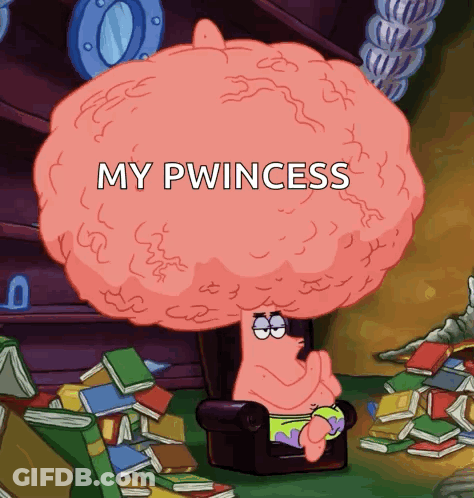 Cartoon Character With Big Brain Saying My Pwincess GIF