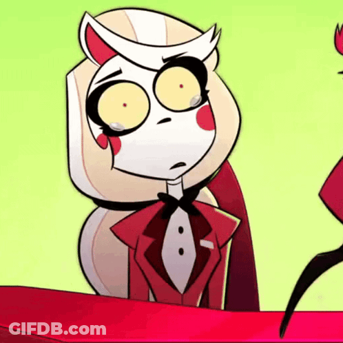 Cartoon Character With Big Eyes And Bow Tie On Table GIF