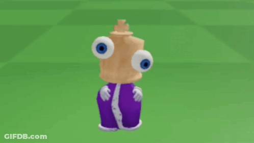 Cartoon Character With Big Eyes On Green GIF