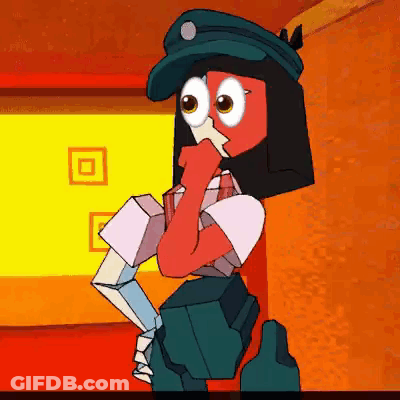 Cartoon Character With Big Eyes Wearing Hat And Tie GIF