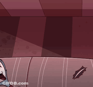 Cartoon Character With Big Red Eyes Sitting On Couch GIF