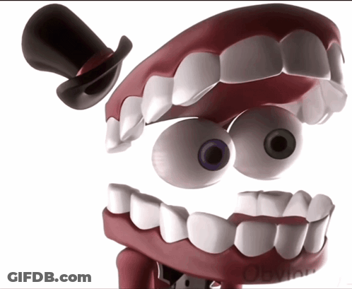 Cartoon Character With Big Teeth And Top Hat GIF