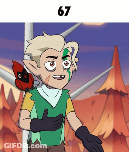 Cartoon Character With Bird On Shoulder And 67 GIF